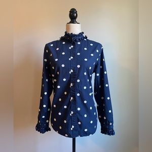 J Crew Polkadot Classic Fit Shirt Women